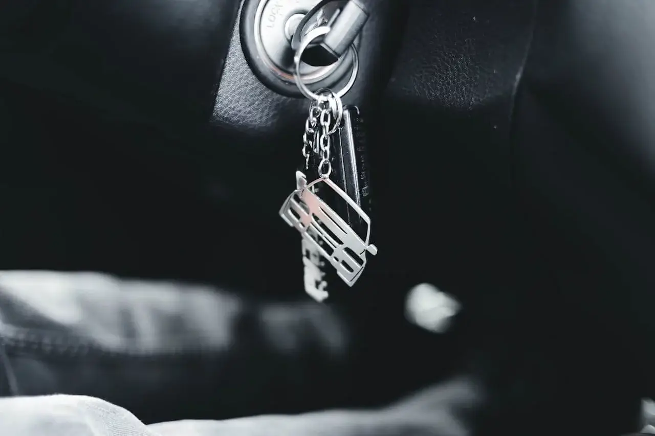 Keys in ignition of car